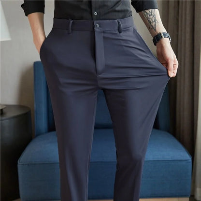29-42 Men's Summer Pants, Thin Straight Stretch Casual Pants with No Trace No Ironing,  Fabric Silky and Cool Feeling
