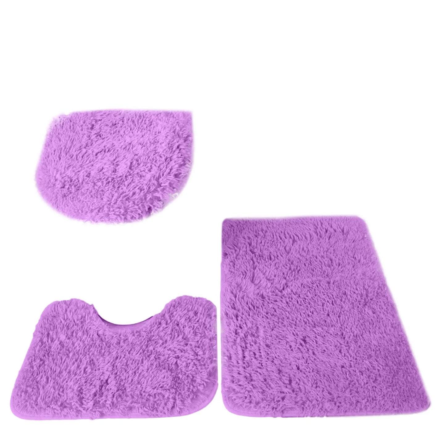 3pc Bathroom Set Rug,  Mat , Toilet Lid Cover   .Plain Solid Color Bathmats 
Kit Non-Slip Fluffy Home Carpets