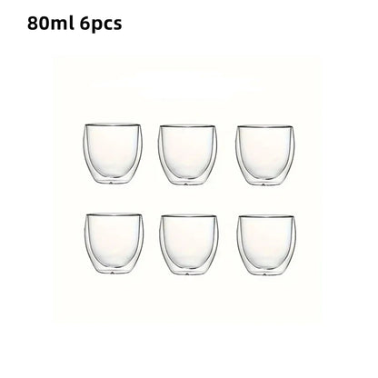 80/250/450ml Double-Wall Insulated Clear Glass Espresso Cups.  Perfect for Tea, Coffee, Latte, Cafe, Milk, Restaurant Use