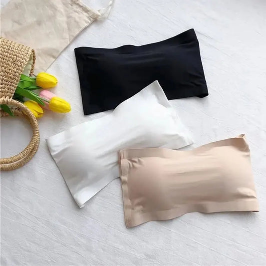 Seamless One-piece Tube Tops Women Removable Pads.   Intimate Basics WHITE/KHAKI/BLACK  in color order of   LEAST  available to MOST Available.    Womens Strapless Bra Bandeau Lingerie.  DONT wait if you need that Bandeau -St
