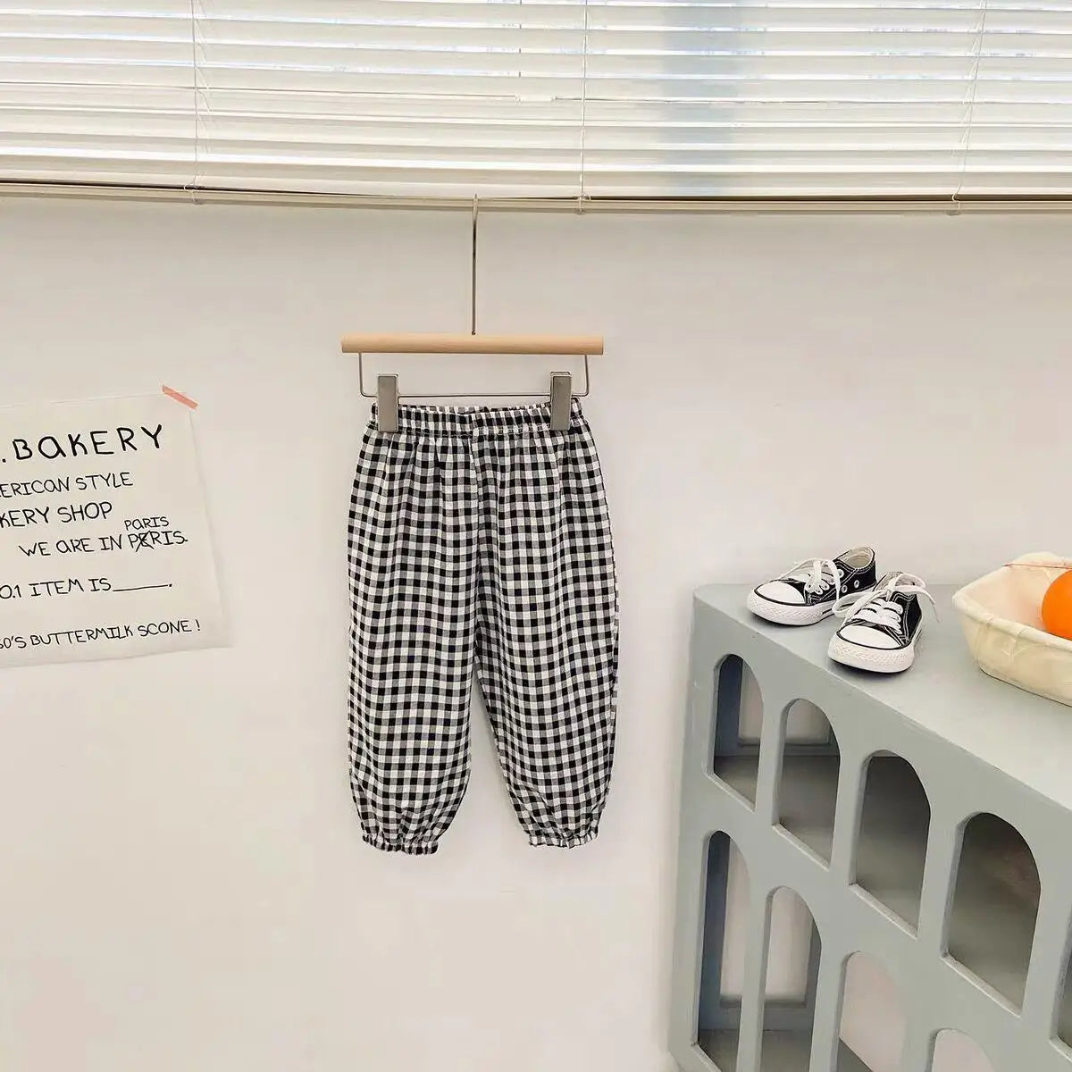 73-120CM Plaid Trousers,  Summer Girls Harlan Pants,  Children Fashion,  Versatile Pants,  Thin Cotton Mosquito Proof Pants.  Please check color/size/availability on charts.  So Cute.