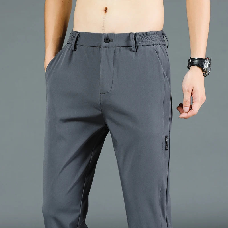 New  summer Thin Ice Silk Stretch Men's Pants,  Casual,  Elastic Waist, Smooth Trouse in  5 Colours