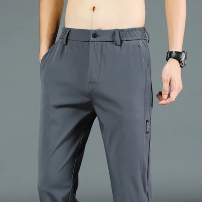 New  summer Thin Ice Silk Stretch Men's Pants,  Casual,  Elastic Waist, Smooth Trouse in  5 Colours