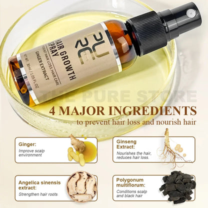 Ginger Hair Spray,   Root Strengthening Oil, Nourishing & Repairing Serum,  Hair Care Products Set for Men and  Women