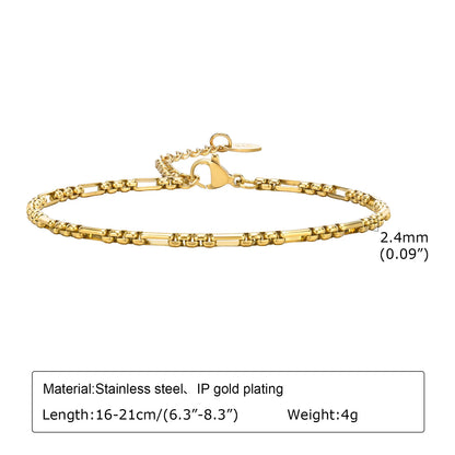 Waterproof Stainless Steel Chain Bracelets For Women.  Gold Plated Fashion and   Stackable Link Bracelet Gifts.  Great Gift for MOTHERS DAY