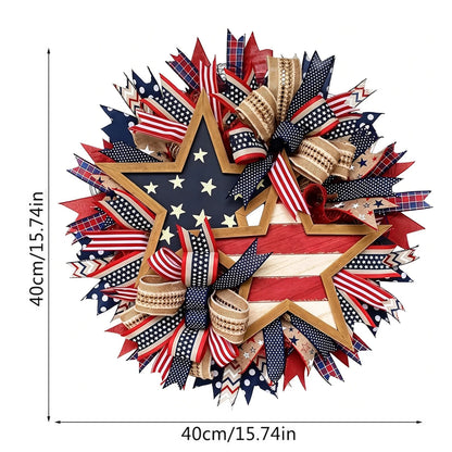 16 Inch 250th Anniversary Patriotic Wreath.  American Flag Theme,  Garland for Patriotic  Day s.  Window /Wall Decoration