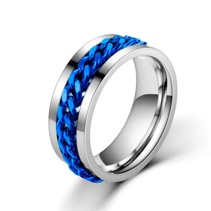 Spinning Anxiety Rings Free Shipping Items For Men Titanium Steel Rotatable Chain Fidget Joint Ring Jewelry Anillos De Hombres