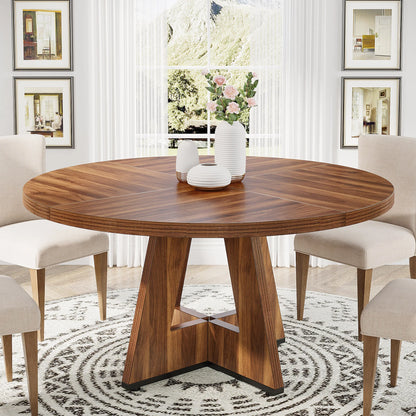 Round Dining Table for 4' 47" Farmhouse Kitchen Table Small Dinner Table Kitchen Dinning Table