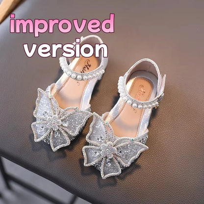 Girls  Dressy Sandals with  Sequins,  Rhinestones, Bows.   Girls Princess Shoes, Baby Girl Shoes with Flat Heel Sandals Size 21-35