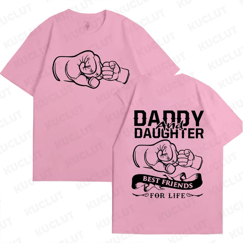 Fashion Family Matching Outfits.   Daddy and Daughter T-Shirts,  Oversized Tops for Father's Day Gift, Short Sleeve Tees ,Kids Clothing