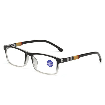Multifocal Anti-Blue Light Reading Glasses, Progressive Near /Far, Blue Ray Blockin, Square Eyeglasses, Eye Protection Ultralight.  Two colors.  As shown, BLUE and also BLACK