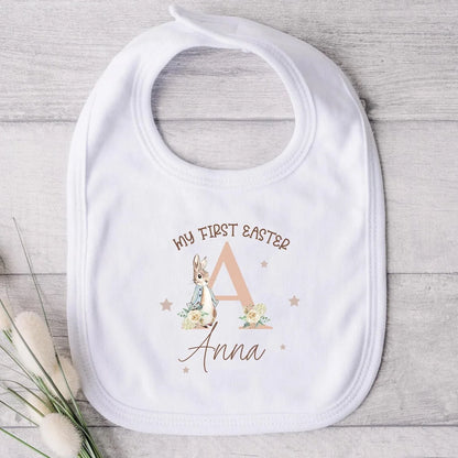 1pcs Personalized Name, First Easter Baby Bunny Bib  is Durable for Infant Easter Outfit Party supplies Photo Props Newborn Gift