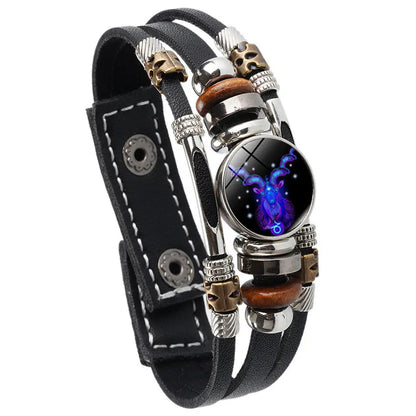 Constellations Luminous Leather Bracelet,  Retro Multi-layer Beaded Leather Bracelet,  Jewelry Gifts for Men /Women /Couples.  The Zodiac signs  numbers are all. Pretty Low so if you need some gifts, do hurry!!!