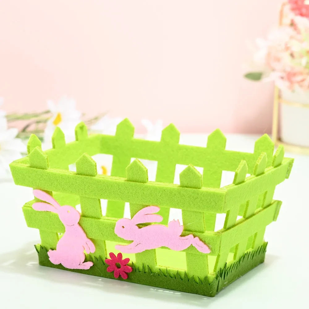 2025 Non-woven Fabric Easter Basket,  Kids Color Eggs Bucket, Welcome Spring Insect Butterfly Party, Happy Easter