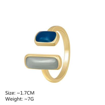 Adjustable Colorful Drip Glaze Ring  for Women to pair with a Fashion  bracelet.   Geometric Gold Colour Metal Rings for MOTHERS DAY Gift to complete the ensemble.
