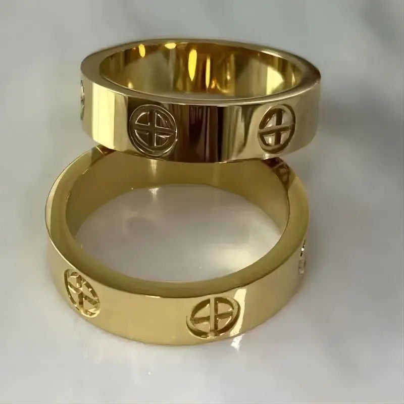 Fashion Classic Cross Stainless Steel Rings For Women /Men /Couples Gold Color Luxury Jewelry, Wedding Gift