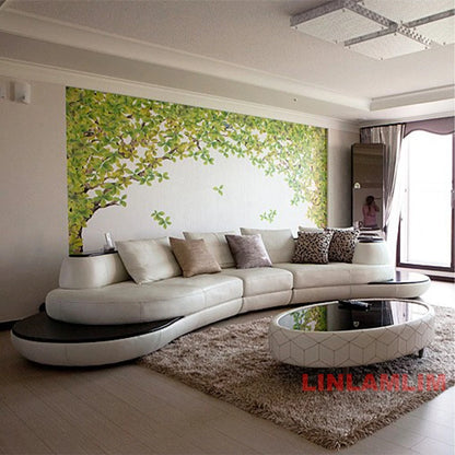Luxury Modern Curved Genuine Leather Sofa Sectional Couch.   White and Black Design Living Room,  Contemporary Home Decoration