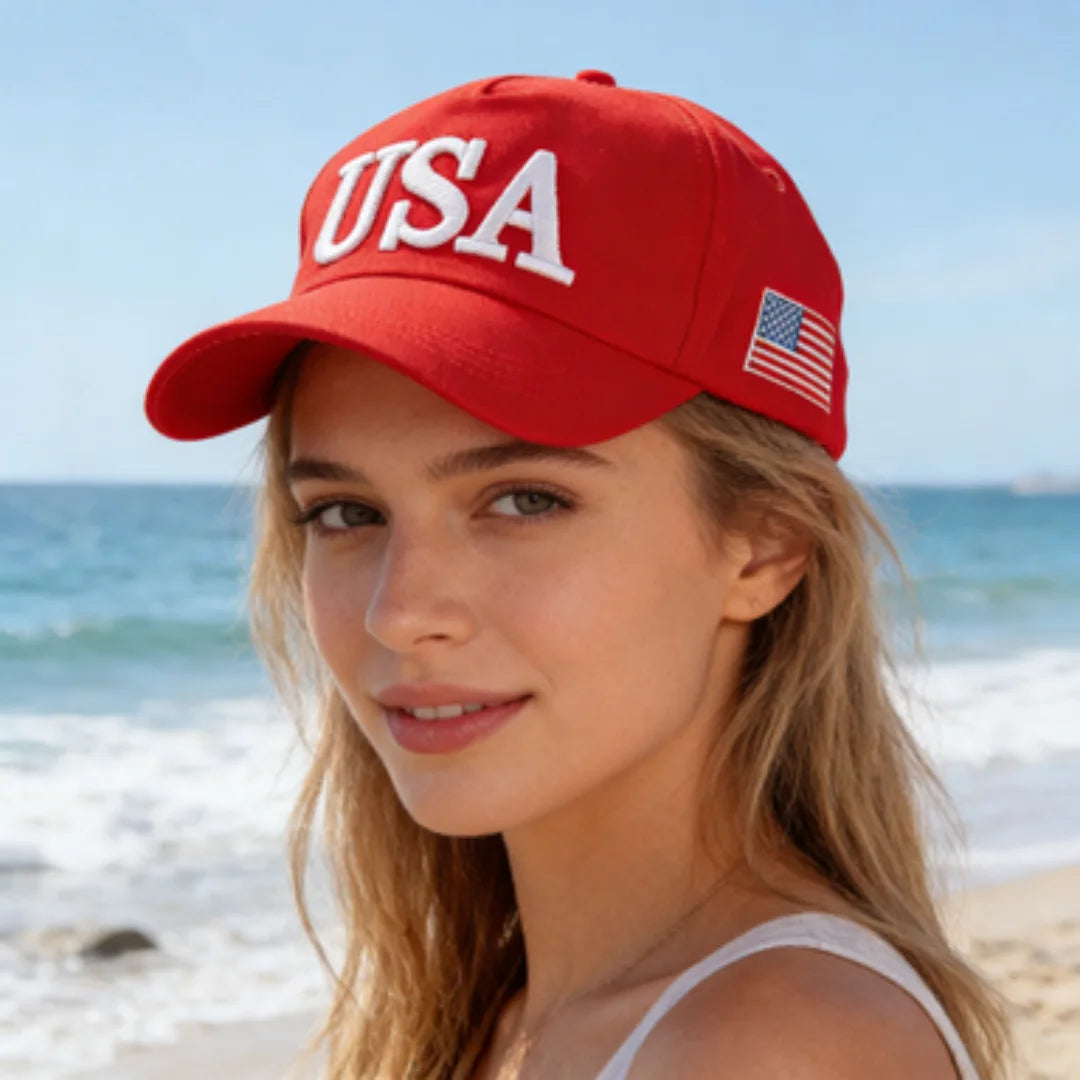 Fashion USA Letter Embroidered Baseball Cap Men Women American Flag Patch.  Adjustable Patriotic Dad Hat for Outdoor Casual Daily