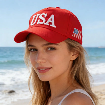 Fashion USA Letter Embroidered Baseball Cap Men Women American Flag Patch.  Adjustable Patriotic Dad Hat for Outdoor Casual Daily