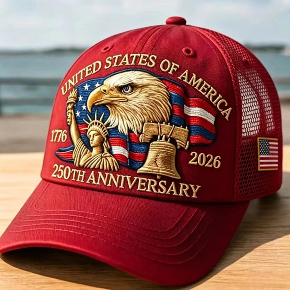 Americas  250th Anniversary Eagle Print Baseball Cap,  Unisex and  Adjustable Mesh Cap.  Summer Outdoor Sun Shade Breathable Baseball Caps
