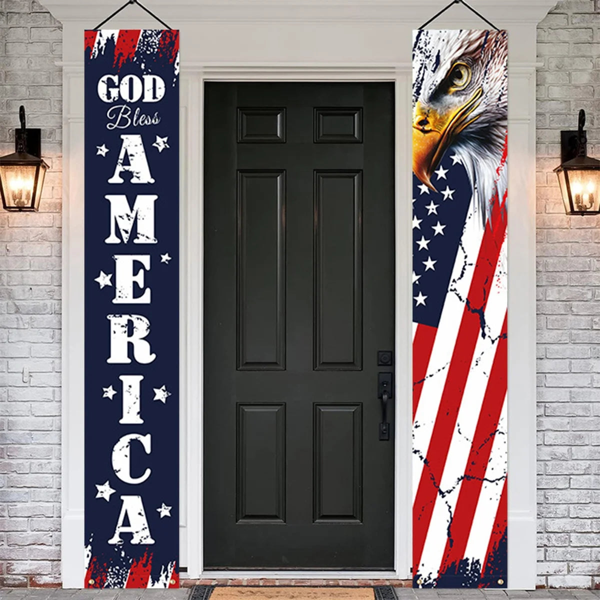 Independence Day  Memorial Day, Vetereans Day, Hanging Flag Banner , Outdoor/ Indoor  Patriotic Decor Family Party, Porch, Yard,  Garden,  Red White Blue USA Flag Decorations
