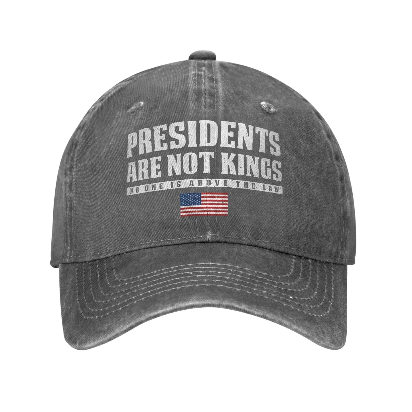 "Presidents Are Not Kings"  USA Flag Unisex Baseball Cap.  " No Kings In America "
Distressed Denim Washed Hats Cap,  Outdoor Soft Headwear Lots of choices of color.