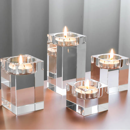 Crystal Glass Candle Holder for   Creative Dining, Home Wedding,   Table Decorations, Party, Desktop, Modern Romantic Candle