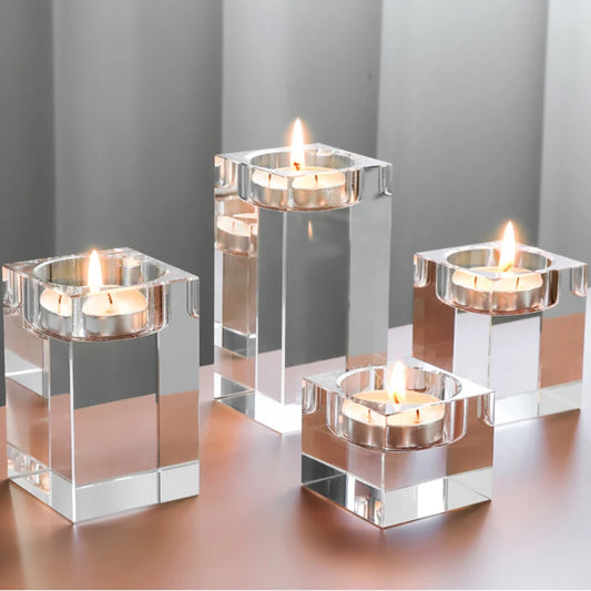 Crystal Glass Candle Holder for   Creative Dining, Home Wedding,   Table Decorations, Party, Desktop, Modern Romantic Candle