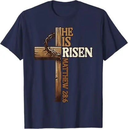 Easter Cross,  He Is Risen, Jesus/ Christian,  Men /Women T-Shirt, Bible verse John 3:16.