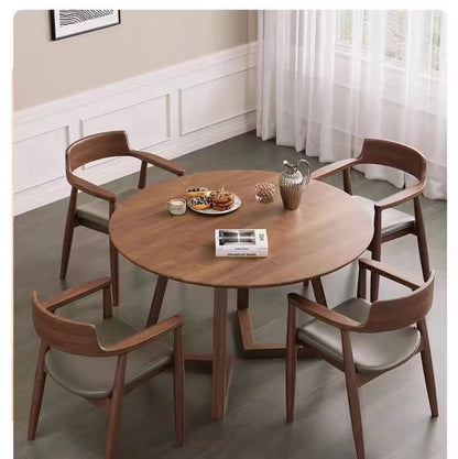 High-End Minimalist Solid Wood round Dining Table.  Compact Home Use Ideal for Apartments Home Furniture