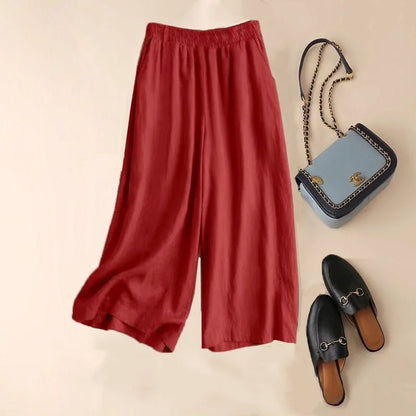 Cotton Linen Straight Leg Pants,  Womens Summer Loose,  Versatile,  Large Size Linen,  Nine Points Casual Thin Ladies Trousers.  Sevevral different lengths and some 100% cotton, some Cotton-linen blend.