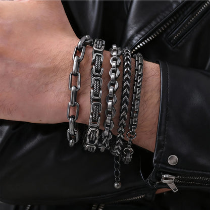 Vintage Chain Bracelets for Men, Boys. Byzantine Stainless Steel Braided Link Wristband,Retro Jewelry for any occasion but PERFECT FATHERS DAY Gift