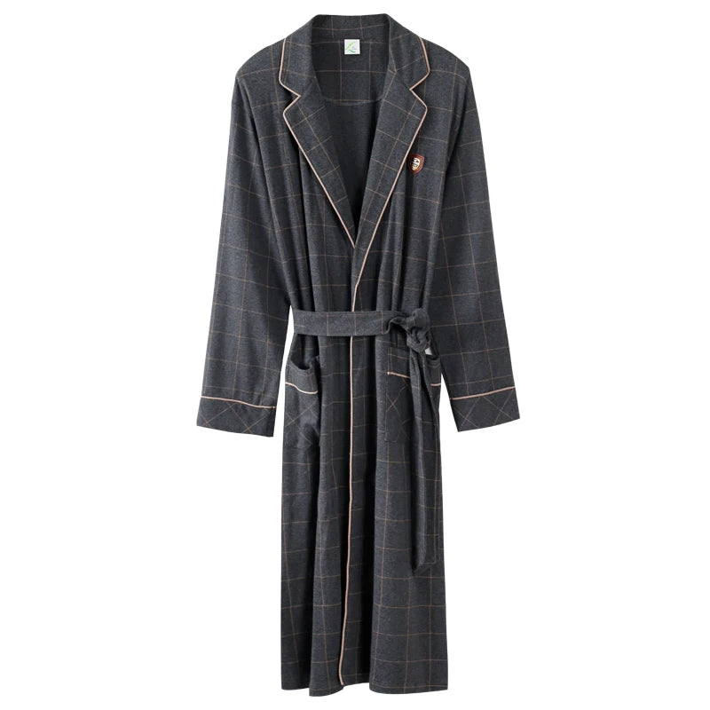 Spring/ Autumn Bathrobes,  Mens 100% Cotton sleep top,  Kimono Robes For Men.  Plaid Robes,  Long Bath Robe,   Brides Robe ,Dressing Gown