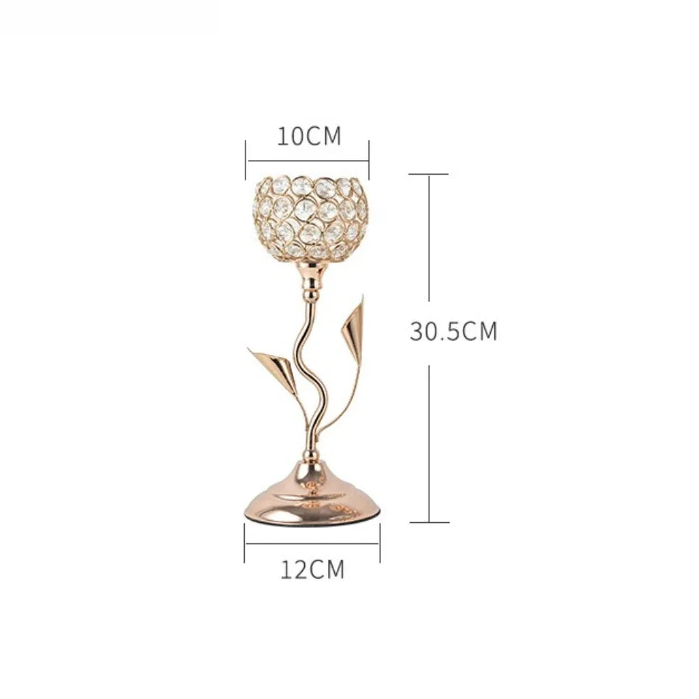 1Pcs Modern Crystal Tealight,  Metal Candle Holders,  Wedding Party, Church Deco,  Dinning Table Centerpieces Candlestick Decoration