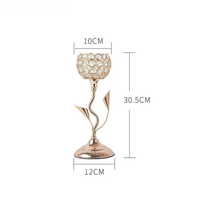 1Pcs Modern Crystal Tealight,  Metal Candle Holders,  Wedding Party, Church Deco,  Dinning Table Centerpieces Candlestick Decoration