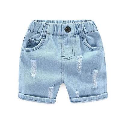 Boys  Summer Shorts,  Casual Torn Jean,  Knee Length Denim Pants,  Baby Elastic Waist,  Infant  Trousers (2-8yrs )