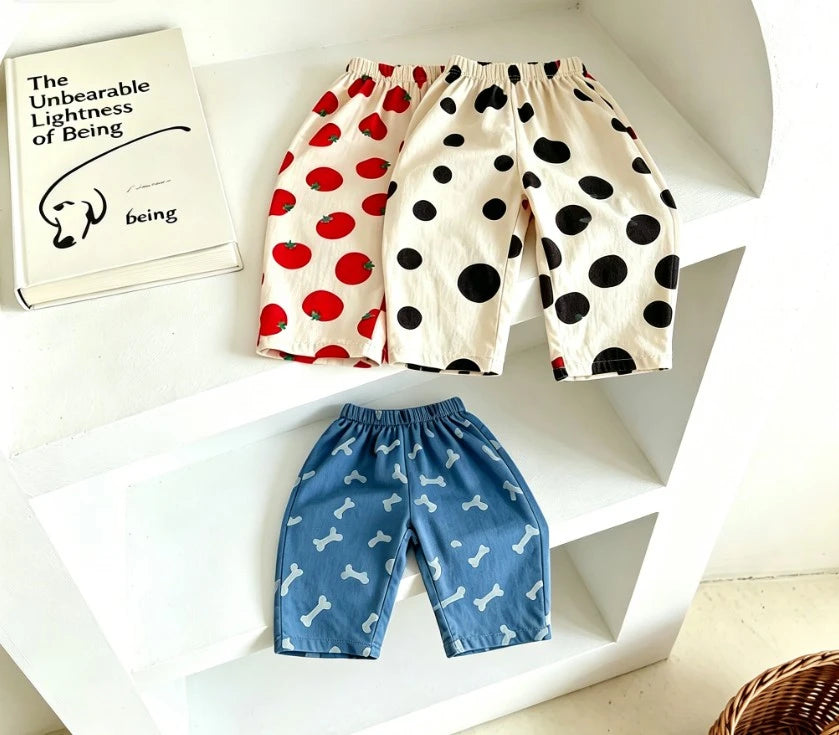 All Over Print Wide Leg Pants for  Kids, 4-6 Yrs.   Soft Cotton Casual Trousers For Toddler Boys And Girls Summer / Autumn Clothing