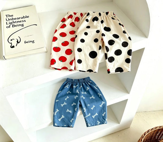 All Over Print Wide Leg Pants for  Kids, 4-6 Yrs.   Soft Cotton Casual Trousers For Toddler Boys And Girls Summer / Autumn Clothing