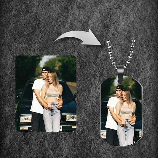 1pc Personalized Customized Photo & Picture Necklace Tags for Couples & Families. Commemorative occasion, Beautiful Moment,  Christmas Gifts