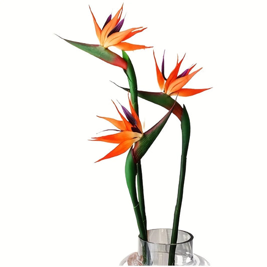 3pcs Artificial Bird Of Paradise Flowers, Rubber Strelitzia 24.5'' Long Stem Flower Suitable For DIY Home Party Theme Decor