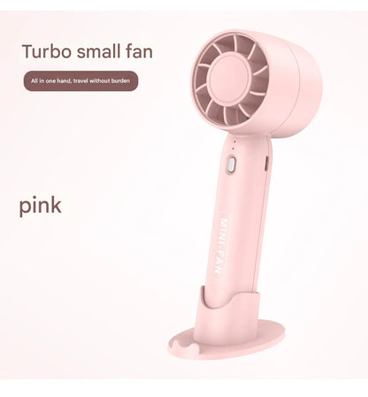 Turbo handheld small fan  for USB charging., BLUE is most available but all are stocked.   Mini outdoor portable,  lightweight desktop stand with long-lasting battery life