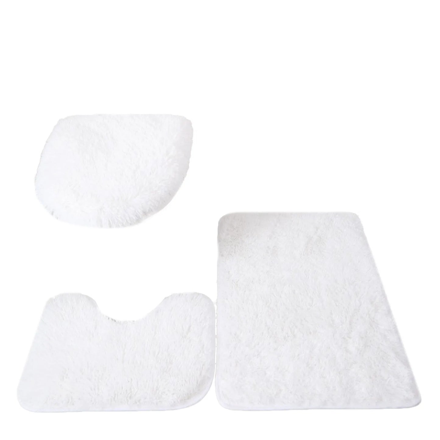 3pc Bathroom Set Rug,  Mat , Toilet Lid Cover   .Plain Solid Color Bathmats 
Kit Non-Slip Fluffy Home Carpets