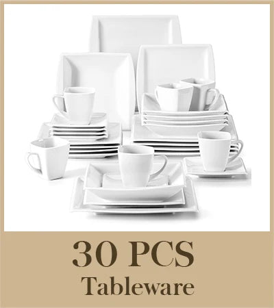 30/60PCS Marble Grey Porcelain Tableware.  Dinnerware Set with 6PCS,  Dessert/Soup/Dinner Plate/Cup/Saucer,Service for 12