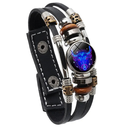 Constellations Luminous Leather Bracelet,  Retro Multi-layer Beaded Leather Bracelet,  Jewelry Gifts for Men /Women /Couples.  The Zodiac signs  numbers are all. Pretty Low so if you need some gifts, do hurry!!!