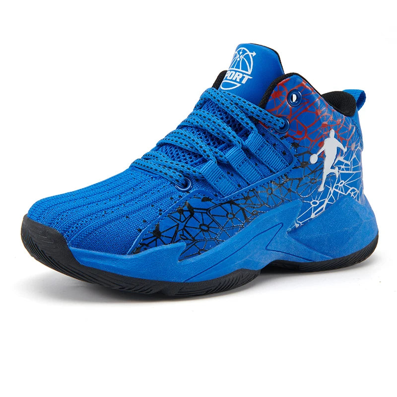 Children‘s Basketball Shoes, Non-slip, Breathable Basketball Training Sneakers,  Lace-up Boys Girls Basketball  Athletic Shoes