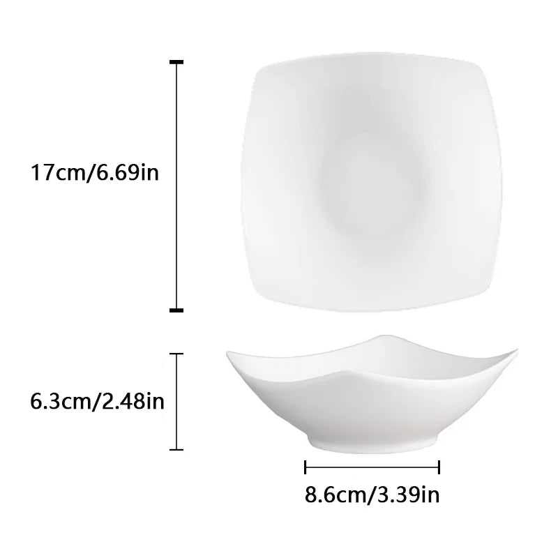 2/4/6/8pcs, white salad bowl, reusable, suitable for family gatherings, hotels, outdoor RVs, outdoor- picnics, parties.