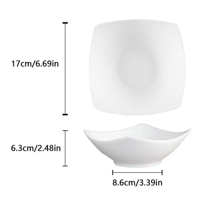 2/4/6/8pcs, white salad bowl, reusable, suitable for family gatherings, hotels, outdoor RVs, outdoor- picnics, parties.