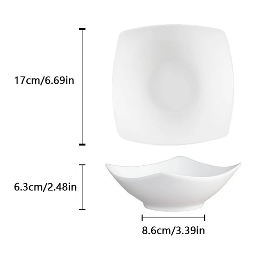 2/4/6/8pcs, white salad bowl, reusable, suitable for family gatherings, hotels, outdoor RVs, outdoor- picnics, parties.