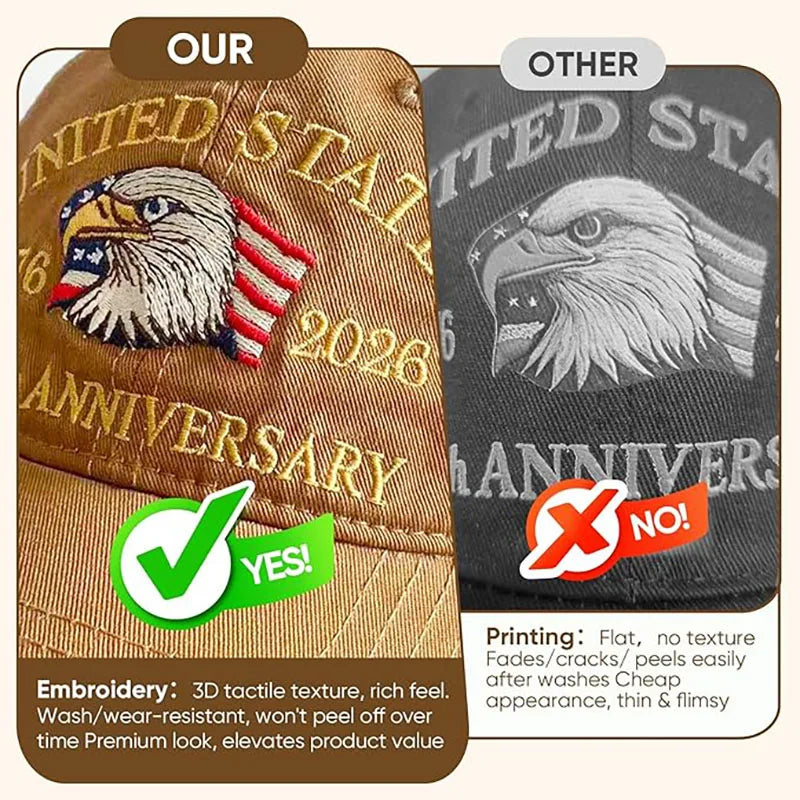 250th Anniversary Hat, USA Patriotic Baseball Caps,  Eagle Embroidered Baseball Hats for Men /Women Cap