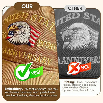 250th Anniversary Hat, USA Patriotic Baseball Caps,  Eagle Embroidered Baseball Hats for Men /Women Cap